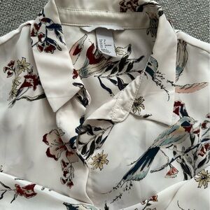 H&M Floral Blouse - Cream and Red